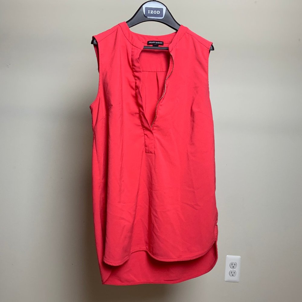 pink,no sleeve,zip up blouse